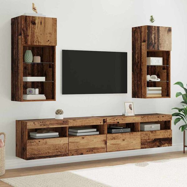 vidaXL N&aacute;stěnn&eacute; TV skř&iacute;ně N&aacute;stěnn&yacute; 2 pcs Star&eacute; dřevo 40,5 x 30 x 90 cm