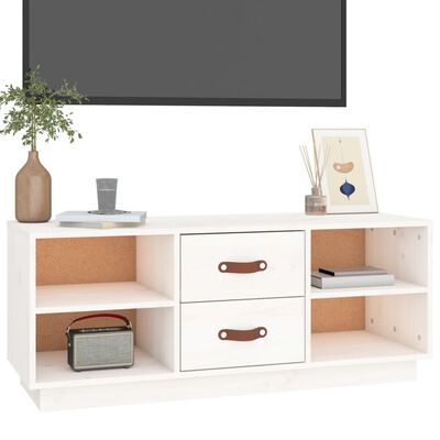 vidaXL TV skříňka bílá 100 x 34 x 40 cm masivní borové dřevo