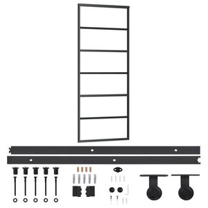 vidaXL Posuvn&eacute; dveře s kov&aacute;n&iacute;m ESG sklo a hlin&iacute;k 76 x 205 cm