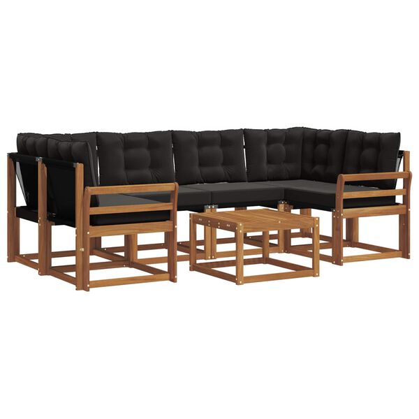 vidaXL Venkovn&iacute; pohovkov&aacute; souprava s pol&scaron;t&aacute;řem 7 pcs Přirozen&aacute; a čern&aacute;