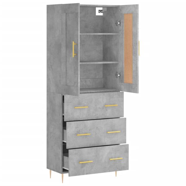 vidaXL Skř&iacute;ň highboard betonově &scaron;ed&aacute; 69,5x34x180 cm kompozitn&iacute; dřevo