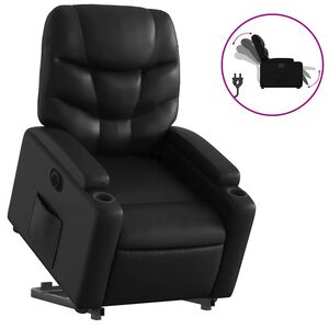 vidaXL Elektrick&eacute; zvedac&iacute; polohovac&iacute; křeslo čern&eacute; uměl&aacute; kůže