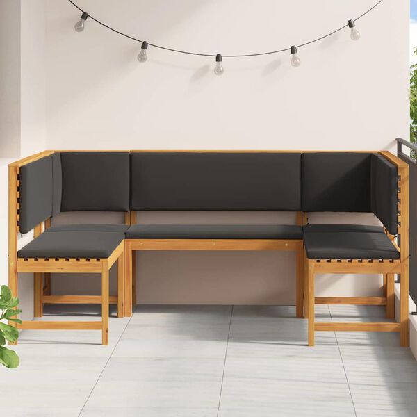 vidaXL Sada zahradních laviček 5 pcs Hnědá masivní akáciové dřevo