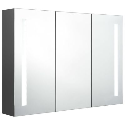 vidaXL LED koupelnová skříňka se zrcadlem 89 x 14 x 62 cm šedá