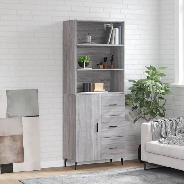 vidaXL Skř&iacute;ň highboard &scaron;ed&aacute; sonoma 69,5 x 34 x 180 cm kompozitn&iacute; dřevo