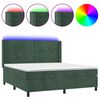 vidaXL Box spring postel s matrací a LED tmavě zelená 180x200 cm samet