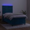 vidaXL Box spring postel s matrac&iacute; a LED tmavě modr&aacute; 80 x 200 cm samet