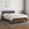 vidaXL Box spring postel s matrac&iacute; a LED tmavě hněd&aacute; 140x190 cm textil