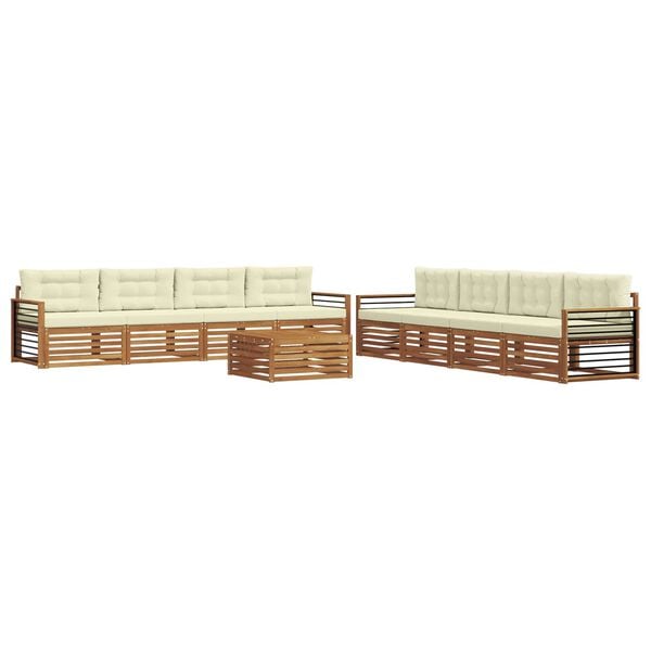 vidaXL Venkovn&iacute; pohovkov&aacute; souprava 9 pcs Přirozen&aacute; a Kr&eacute;mov&aacute;