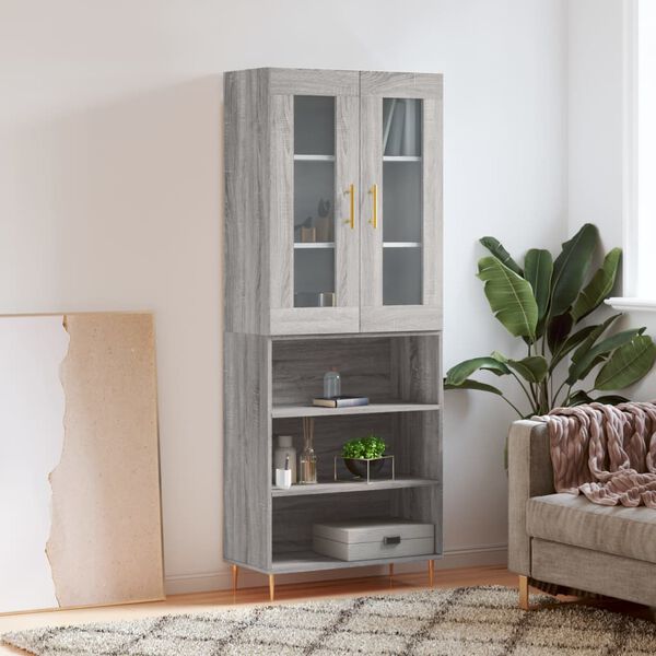 vidaXL Skř&iacute;ň highboard &scaron;ed&aacute; sonoma 69,5 x 34 x 180 cm kompozitn&iacute; dřevo