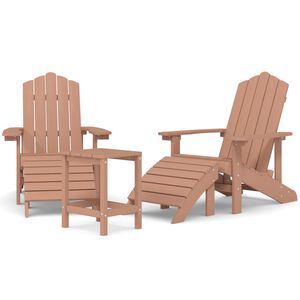 vidaXL Zahradn&iacute; křesla Adirondack s podnožkou a stolkem HDPE hněd&aacute;