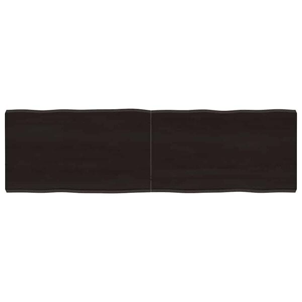 vidaXL Stoln&iacute; deska tmavě hněd&aacute; 140x40x(2-4)cm o&scaron;etřen&yacute; dub živ&aacute; hrana