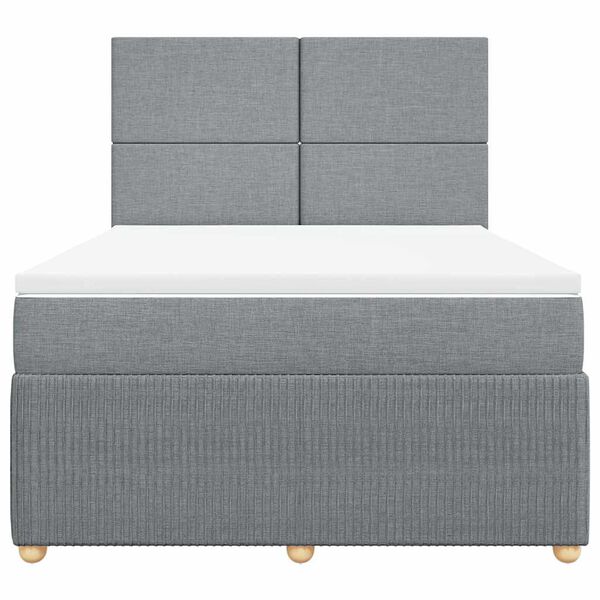 vidaXL Box spring postel s matrac&iacute; světle &scaron;ed&aacute; 140 x 190 cm textil