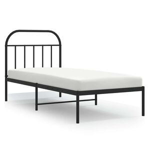 vidaXL Kovov&yacute; r&aacute;m postele s čelem čern&yacute; 90 x 200 cm