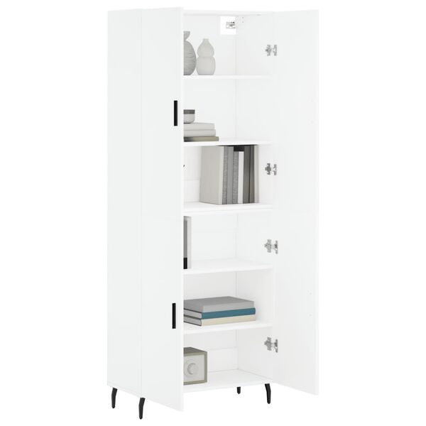 vidaXL Skř&iacute;ň highboard b&iacute;l&aacute; 69,5 x 34 x 180 cm kompozitn&iacute; dřevo