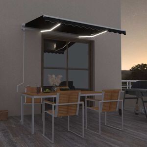 vidaXL Automatick&aacute; mark&yacute;za LED a senzor větru 300 x 250 cm antracitov&aacute;