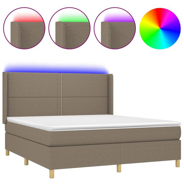 vidaXL Box spring postel s matrac&iacute; a LED taupe 160x200 cm textil