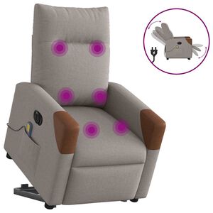 vidaXL Elektrick&eacute; zvedac&iacute; mas&aacute;žn&iacute; polohovac&iacute; křeslo taupe textil