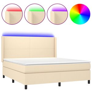 vidaXL Box spring postel s matrac&iacute; a LED kr&eacute;mov&aacute; 180x200 cm textil