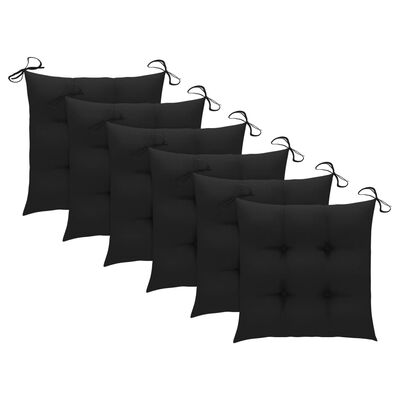 vidaXL Zahradní židle s černými poduškami 6 ks masivní teak