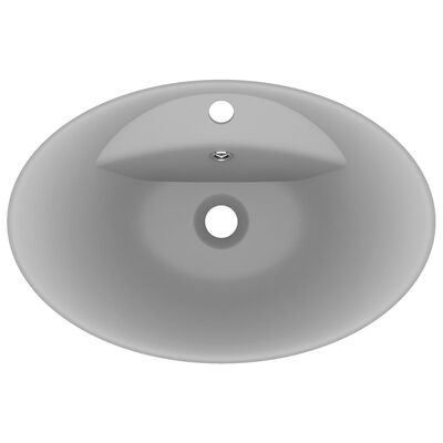 vidaXL Luxusní umyvadlo přepad oválné matné světle šedé 58,5 x 39 cm