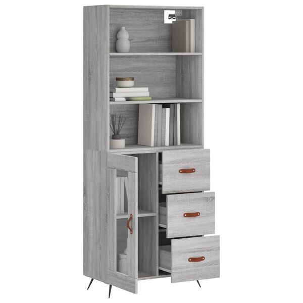 vidaXL Skř&iacute;ň highboard &scaron;ed&aacute; sonoma 69,5 x 34 x 180 cm kompozitn&iacute; dřevo
