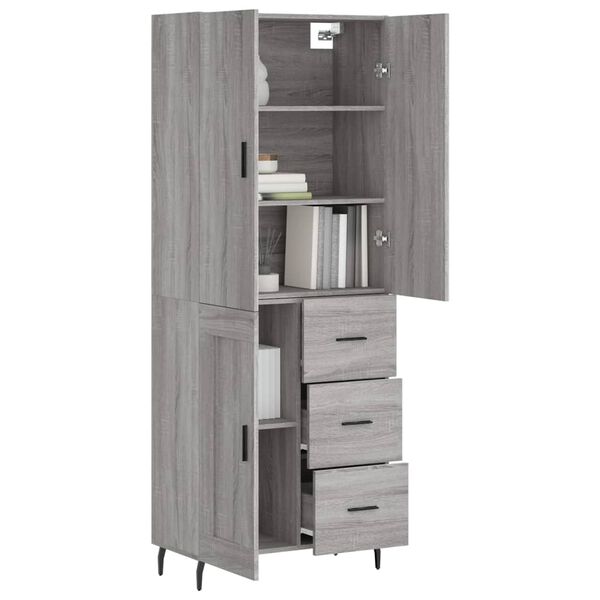 vidaXL Skř&iacute;ň highboard &scaron;ed&aacute; sonoma 69,5 x 34 x 180 cm kompozitn&iacute; dřevo