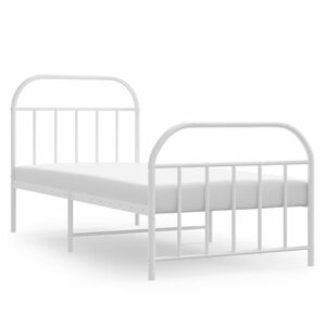 vidaXL Kovov&yacute; r&aacute;m postele s hlavov&yacute;m a nožn&iacute;m čelem b&iacute;l&yacute; 90 x 190 cm