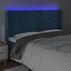vidaXL Čelo postele s LED tmavě modr&eacute; 163 x 16 x 118/128 cm samet
