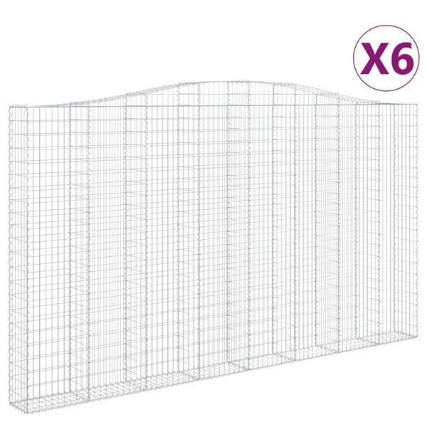 vidaXL Klenut&eacute; gabionov&eacute; ko&scaron;e 6 ks 400x30x220/240cm pozinkovan&eacute; železo