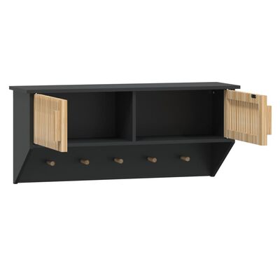 vidaXL Nástěnná skříňka s háčky černá 80x24x35,5 cm kompozitní dřevo