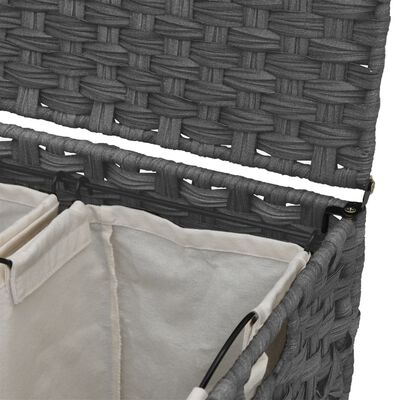 vidaXL Koš na prádlo s kolečky šedý 66 x 35 x 60 cm ratan