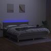 vidaXL Box spring postel s matrac&iacute; a LED světle &scaron;ed&aacute; 180x200 cm textil