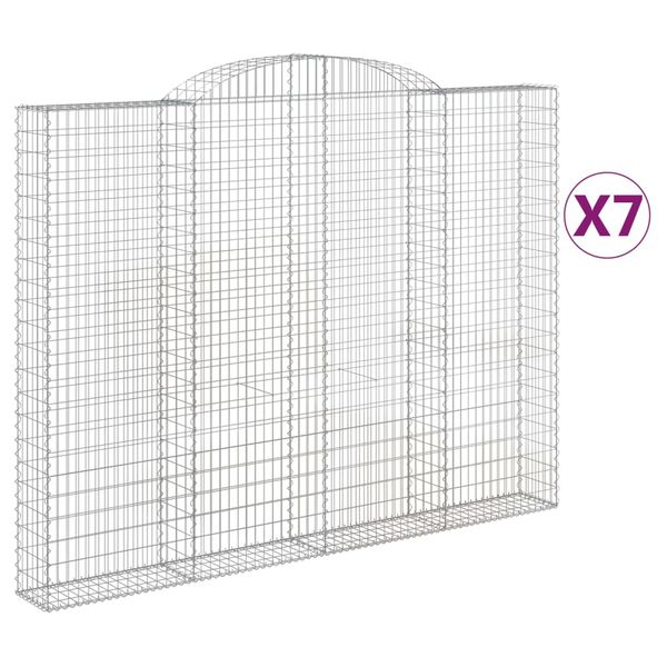 vidaXL Klenut&eacute; gabionov&eacute; ko&scaron;e 7 ks 300x30x220/240cm pozinkovan&eacute; železo