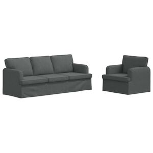 vidaXL Set pohovek 2 pcs Tmavě &scaron;ed&aacute; 201 x 80 x 85 cm textil