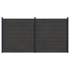 vidaXL Sada plotů 2 ks 353 x 186 cm WPC a hlin&iacute;k Čern&aacute;
