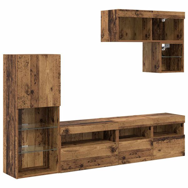 vidaXL N&aacute;bytkov&eacute; stěny pro TV 6 pcs Star&eacute; dřevo kompozitn&iacute; dřevo