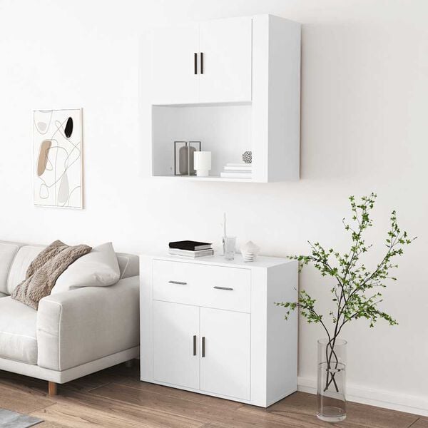 vidaXL Skř&iacute;ň highboard b&iacute;l&aacute; kompozitn&iacute; dřevo
