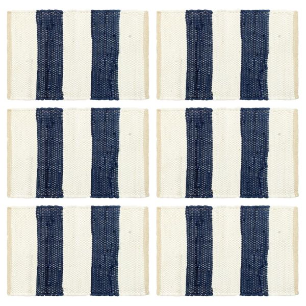 vidaXL Prost&iacute;r&aacute;n&iacute; 6 ks chindi proužky modr&eacute; a b&iacute;l&eacute; 30 x 45 cm