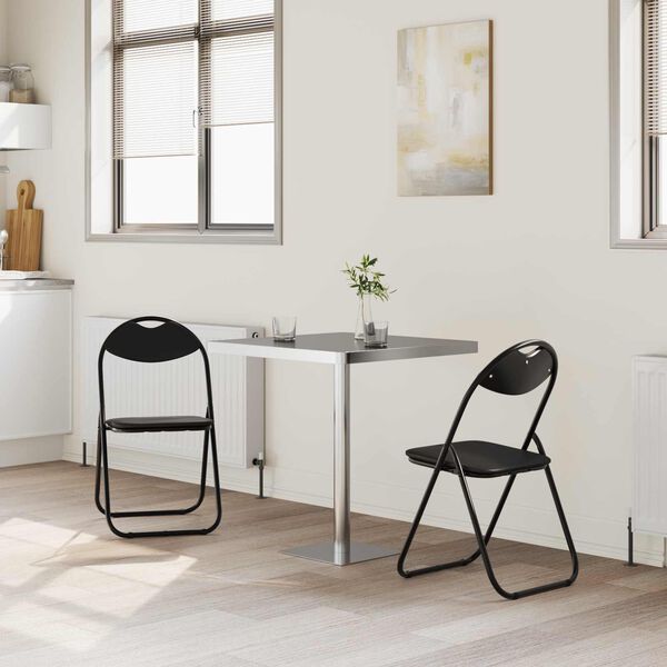 vidaXL Skl&aacute;dac&iacute; židle 2 pcs Čern&yacute; 48 x 43,5 x 81 cm Uměl&aacute; kůže