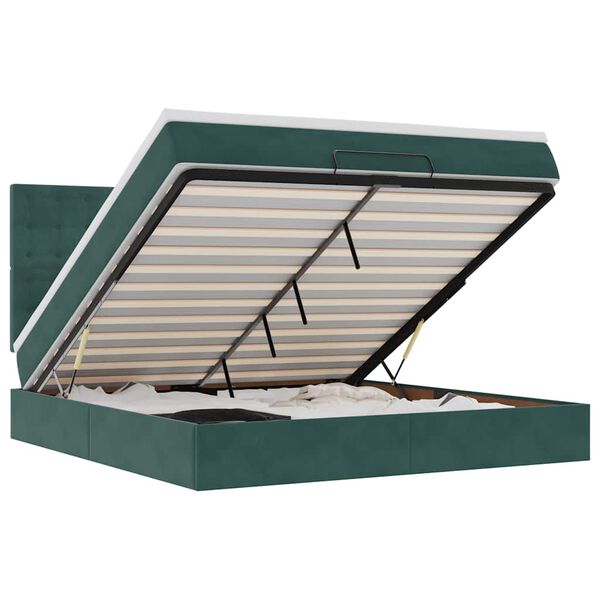 vidaXL Osmansk&yacute; r&aacute;m postele s matrac&iacute;es tmavě &scaron;ed&aacute; 180x200cm samet