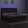 vidaXL Box spring postel s matrac&iacute; a LED tmavě hněd&aacute; 200x200 cm textil
