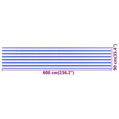 vidaXL Balkonová zástěna modrobílá 90 x 600 cm HDPE
