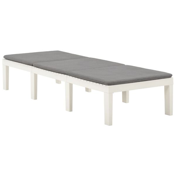 vidaXL Zahradní lehátko s poduškou plast bílé