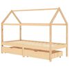 vidaXL R&aacute;m dětsk&eacute; postele se z&aacute;suvkami masivn&iacute; borovice 90 x 200 cm
