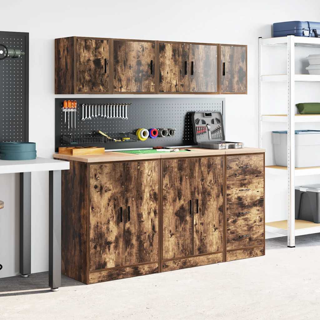 vidaXL Garážová nástěnná skříňka Smoked Oak Engineered Wood