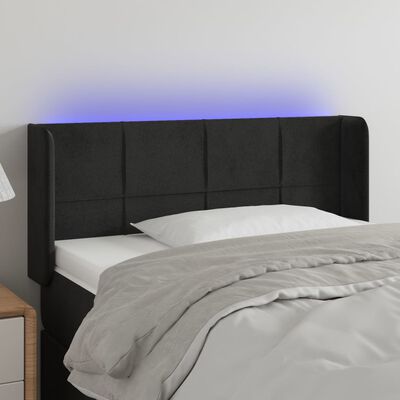 vidaXL Čelo postele s LED černé 83 x 16 x 78/88 cm samet