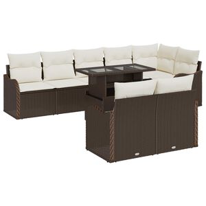 vidaXL Sada zahradn&iacute;ch pohovek s pol&scaron;t&aacute;řem 9 pcs Hněd&aacute; Poly Ratan