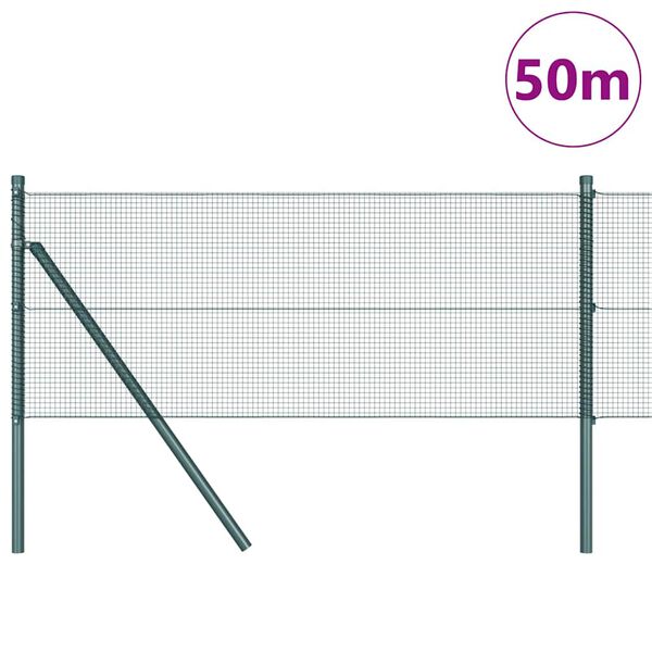 vidaXL Plotov&yacute; sloupek. Zelen&aacute; 50 x 0,8 m (s&iacute;ť 12 x 12 mm) Ocel a PVC
