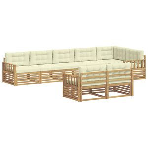 vidaXL Venkovn&iacute; pohovkov&aacute; souprava 8 pcs B&iacute;l&aacute; a kr&eacute;mov&aacute; Polyester